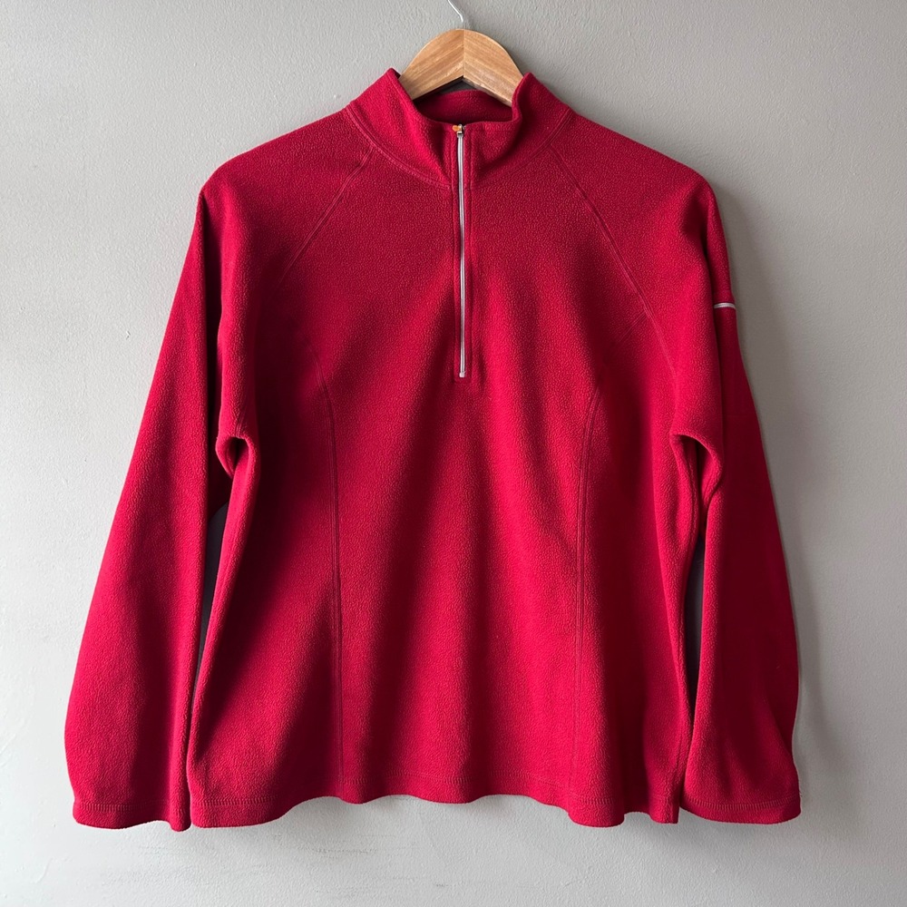 LL Bean Women's Red Fleece 1/4 Zip Pullover Size‎ L REG
